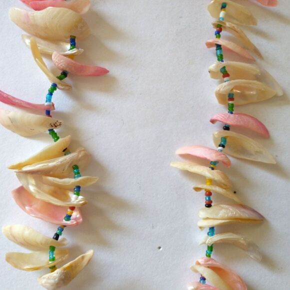 Vtg 80s Pastel Shell Necklace Chunky Mother Of Pearl Seashell Beach Coastal. - Picture 11 of 16